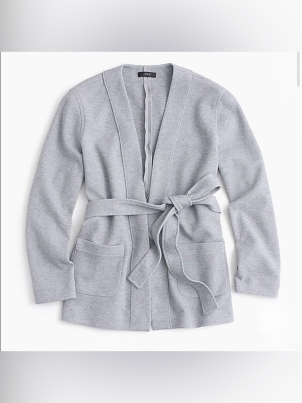 J Crew grey belted cardigan, large